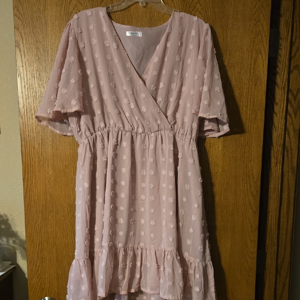 Pink Floral Wrap Dress